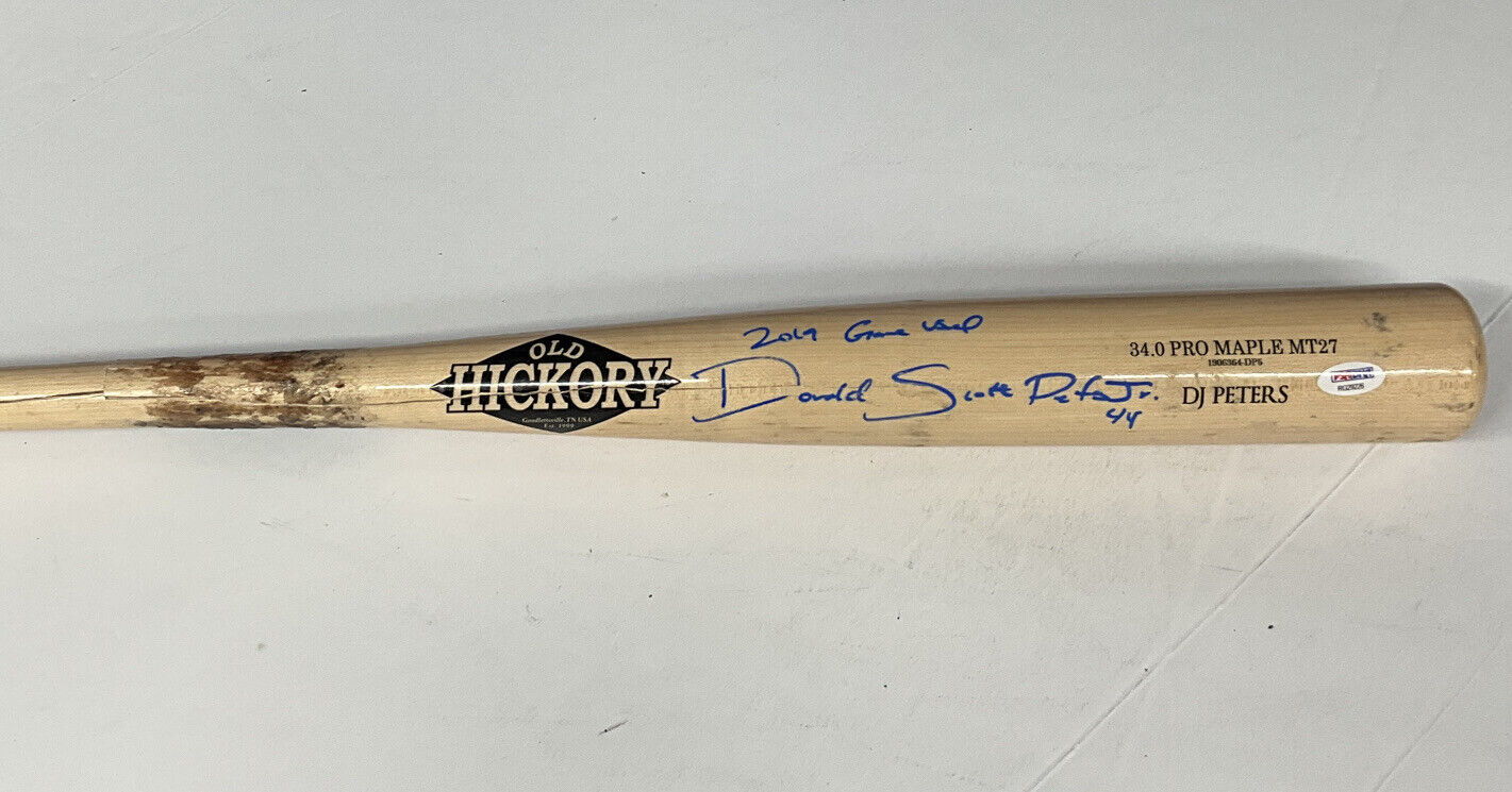 DJ PETERS DODGERS TIGERS FULL NAME SIGNED GAME USED OLD HICKORY BAT PSA RG29226