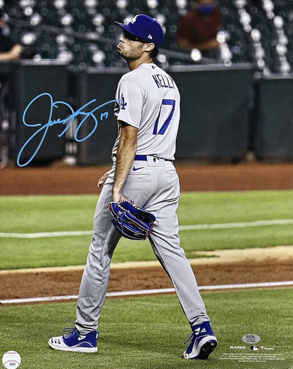 JOE KELLY DODGERS SIGNED 16X20 POUTY FACE VS ASTROS CARLOS CORREA PHOTO BLUE PSA