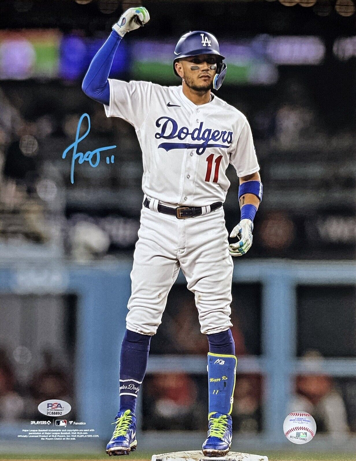 MIGUEL ROJAS DODGERS SIGNED 11X14 CHOO CHOO CELEBRATION PHOTO PSA WITNESS