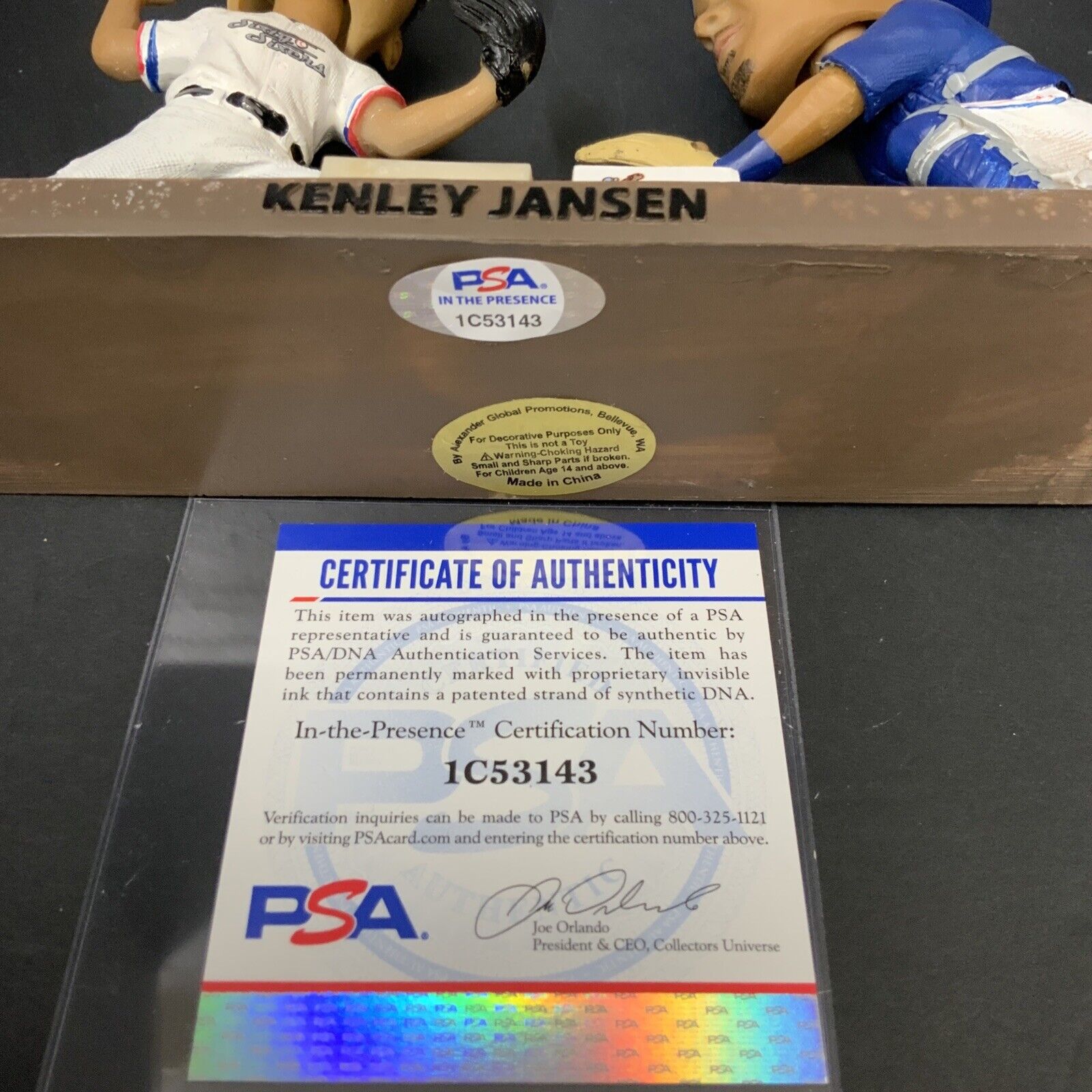 KENLEY JANSEN DODGERS SIGNED INLAND EMPIRE 66ERS DOUBLE BOBBLEHEAD PSA 1C53143