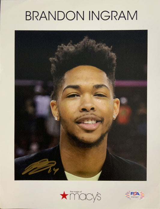 BRANDON INGRAM LAKERS, NEW ORLEANS PELICANS SIGNED 9X11 MACYS POSTER PSA AG91647