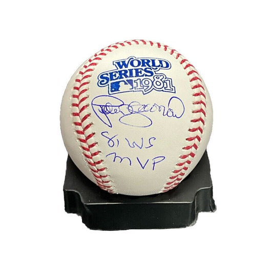 PEDRO GUERRERO DODGERS SIGNED 1981 WORLD SERIES BASEBALL "81 WS MVP" INSC PSA