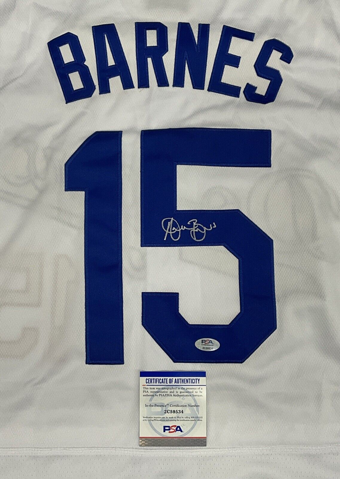 AUSTIN BARNES DODGERS SIGNED 2020 WORLD SERIES JERSEY  PSA 2C59534