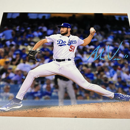 ALEX VESIA DODGERS 2024 WS CHAMPION SIGNED 16X20 PITCHING PHOTO BAS