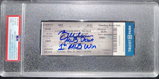 BOBBY MILLER MLB DEBUT & 1ST WIN 5/23/23 Ticket Stub PSA GEM MT 10 AUTO 80057009