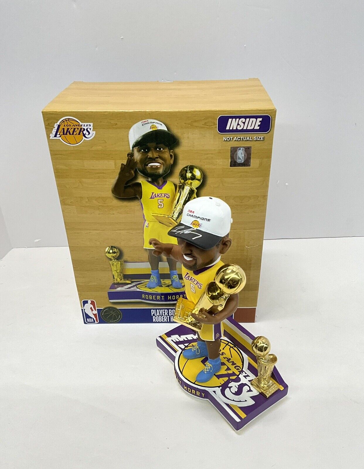 ROBERT HORRY SIGNED LAKERS 3X CHAMPION LIMITED #/216 FOCO BOBBLEHEAD BAS W128301