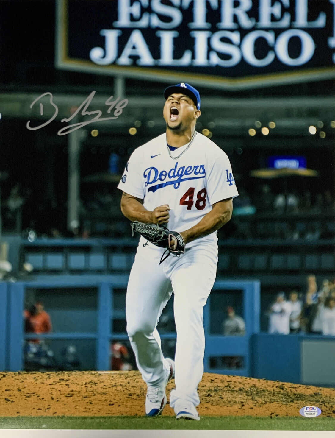 BRUSDAR GRATEROL DODGERS SIGNED 16X20 SHOUTING PHOTO SILVER PSA