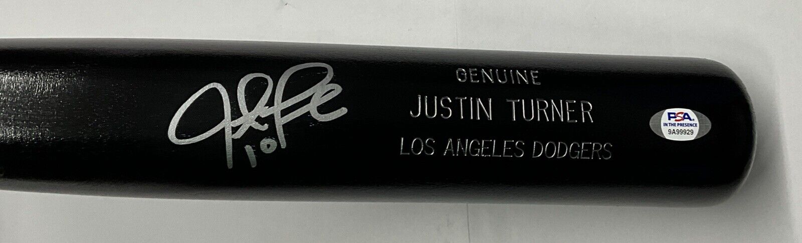 JUSTIN TURNER DODGERS WS CHAMP SIGNED LOUISVILLE SLUGGER MODEL BAT PSA 9A99929