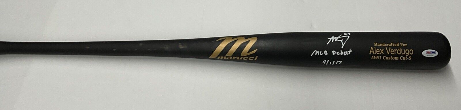 ALEX VERDUGO YANKEES SIGNED MARUCCI MODEL BAT AV61 "MLB DEBUT 9/1/17 PSA RG25207