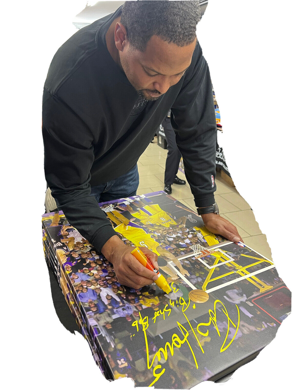 ROBERT HORRY LAKERS SIGNED 24X36 STRETCHED CANVAS 2 INSCRIPTIONS BAS W128323