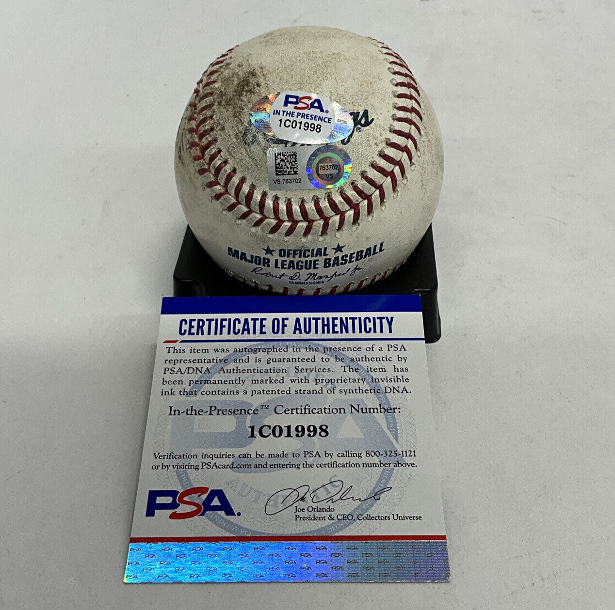 MAX MUNCY DODGERS SIGNED GAME USED BASEBALL "SINGLE" INSCRIPTION PSA 1C01998