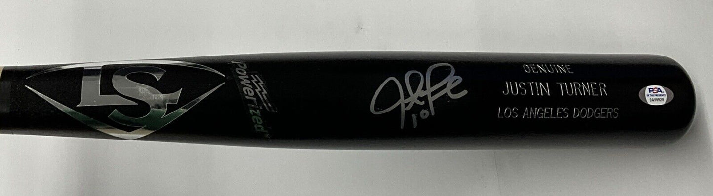 JUSTIN TURNER DODGERS WS CHAMP SIGNED LOUISVILLE SLUGGER MODEL BAT PSA 9A99929