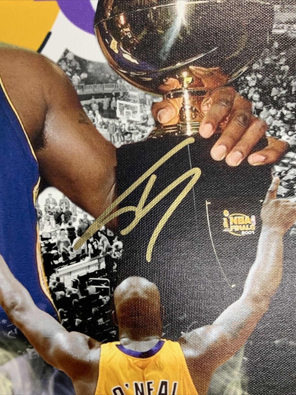 1/34 SHAQUILLE O'NEAL LAKERS MVP SIGNED 18X22 LE CANVAS EDIT PRINT PSA 9A24775