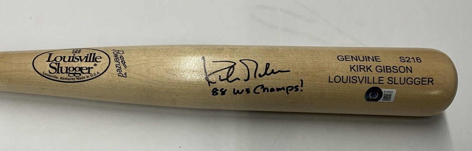 KIRK GIBSON DODGERS SIGNED LOUISVILLE SLUGGER BAT "88 WS CHAMPS" BAS W140605