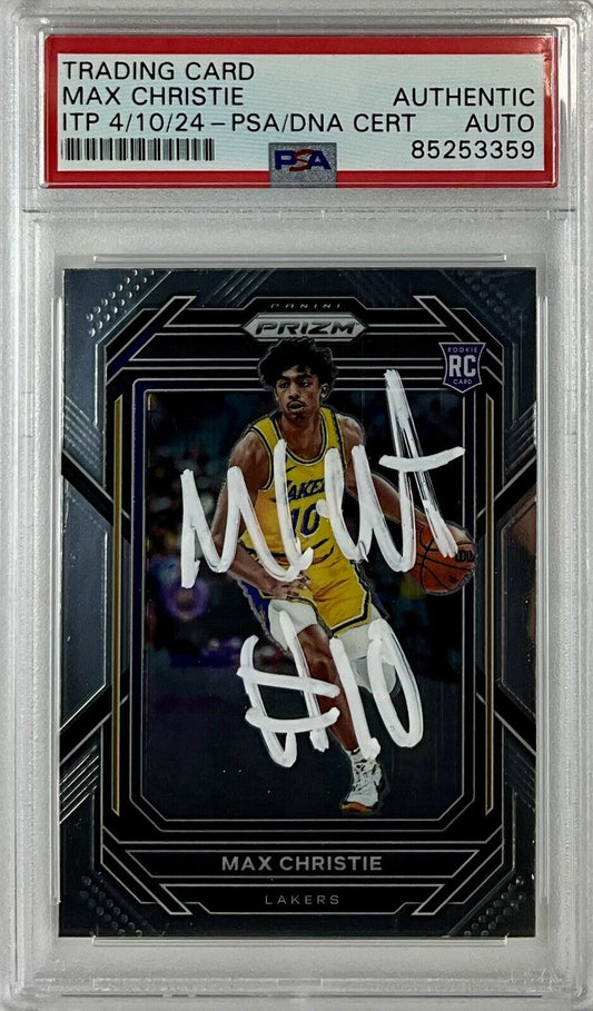 MAX CHRISTIE SIGNED LAKERS PANINI PRIZM #270 ROOKIE RC PSA SLABBED ITP 85253359