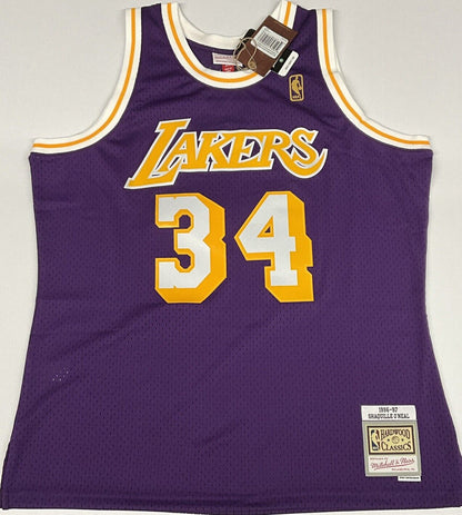 SHAQUILLE O'NEAL SIGNED LOS ANGELES LAKERS MITCHELL & NESS JERSEY BAS 1W489278