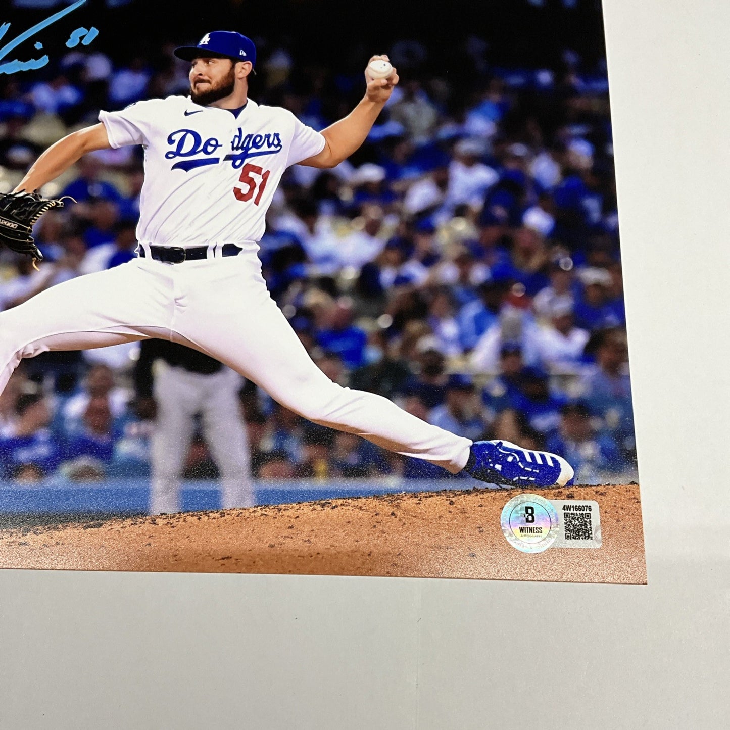 ALEX VESIA DODGERS 2024 WS CHAMPION SIGNED 8X10 PITCHING PHOTO BAS