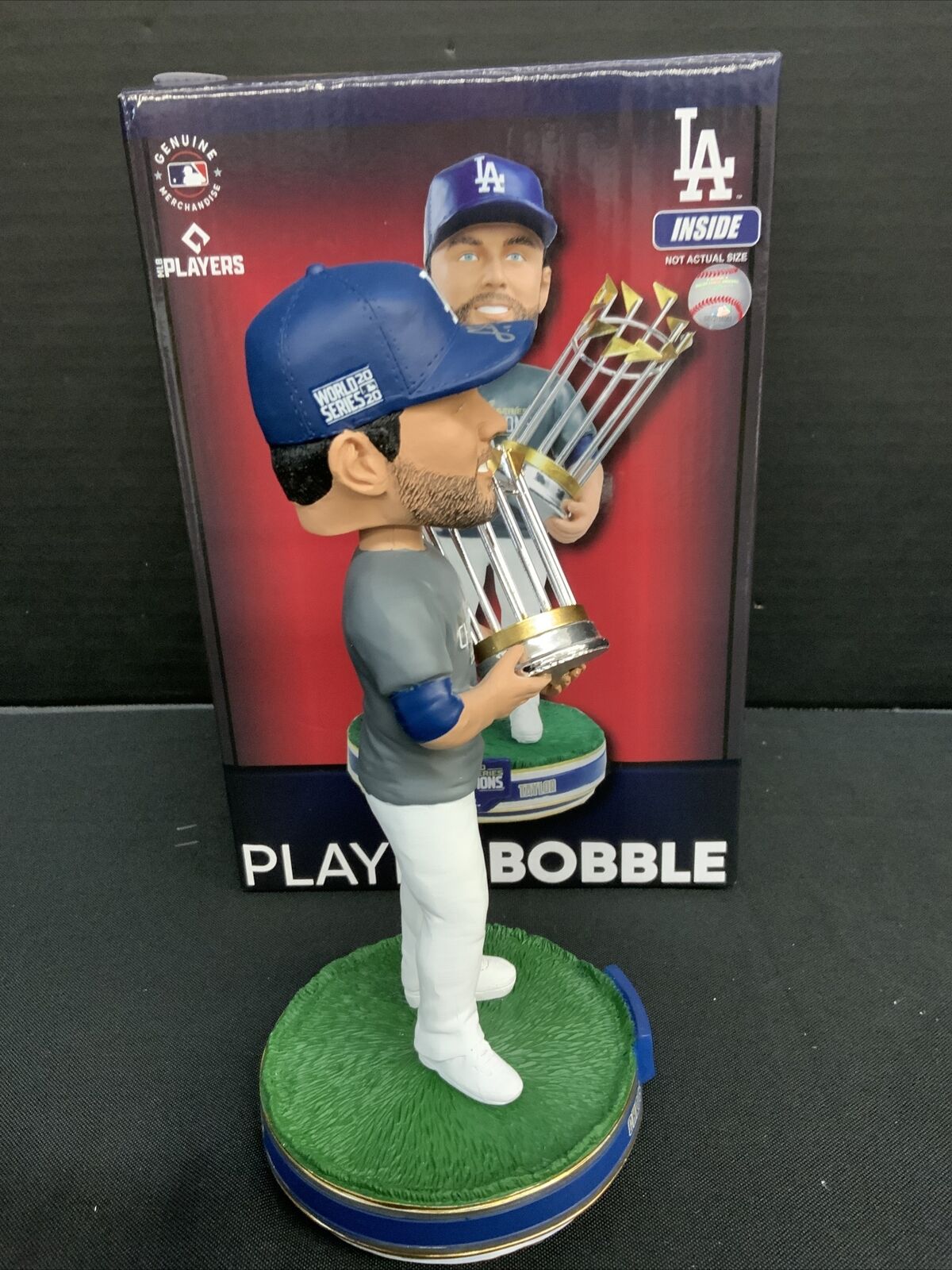 CHRIS TAYLOR DODGERS SIGNED CHAMPIONSHIP BOBBLEHEAD "2020 WS CHAMPS" PSA 1C01598