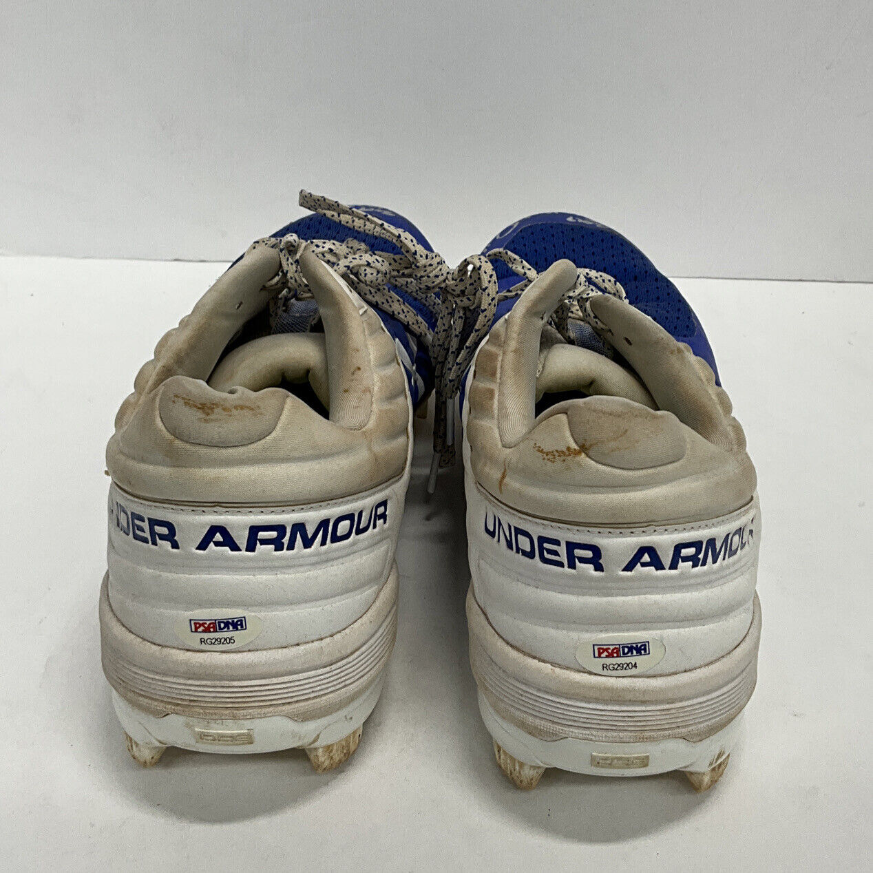 DJ PETERS DODGERS TIGERS FULL NAME SIGNED GAME USED CLEATS PSA RG29205/04