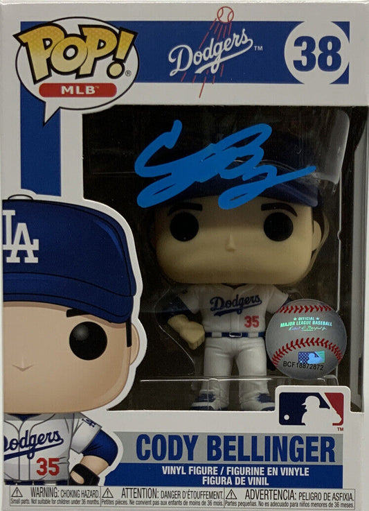 CODY BELLINGER SIGNED LOS ANGELES DODGERS WS CHAMP FUNKO POP 38 BECKETT AC09922