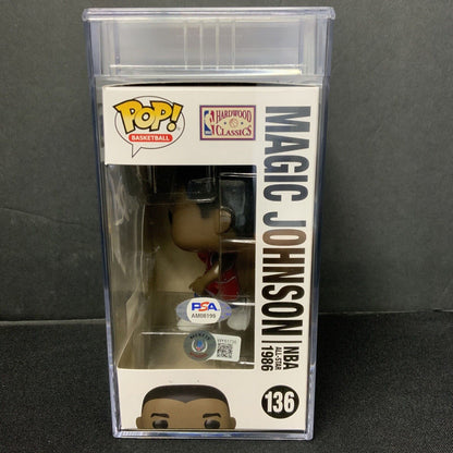 MAGIC JOHNSON SIGNED ALL STAR #136 FUNKO POP PSA AM08199 SLABBED GEM MT 10 AUTO