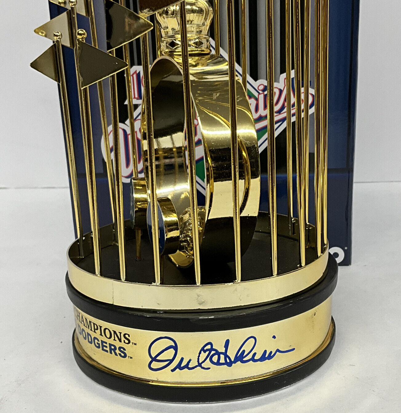 OREL HERSHISER SIGNED DODGERS 12" 1988 WORLD SERIES TROPHY 88 WS MVP PSA 9A20784