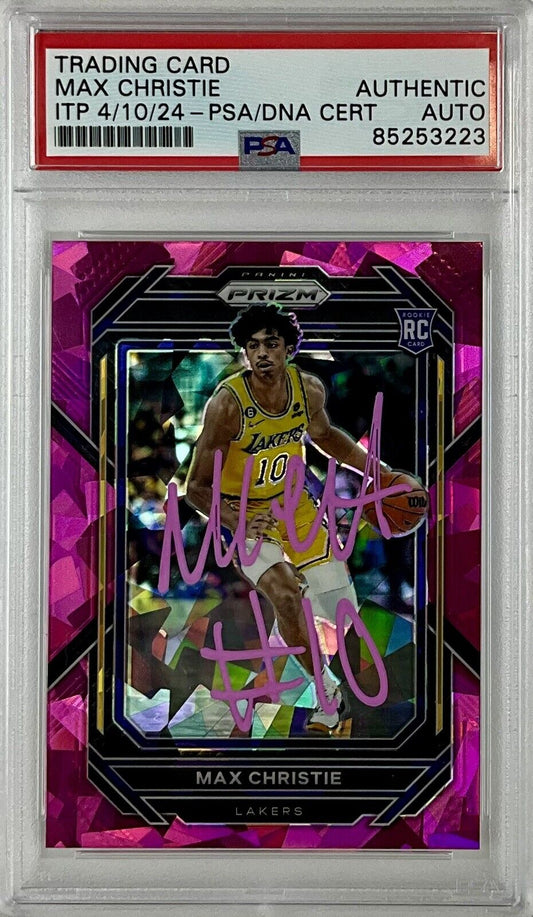 MAX CHRISTIE SIGNED LAKERS CRACKED ICE PINK PANINI PRIZM 270 RC PSA ITP 85253223