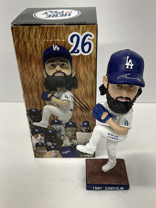 TONY GONSOLIN SIGNED DODGERS SGA BOBBLEHEAD "2020 WS CHAMPS" INSCRIP PSA 2C60241