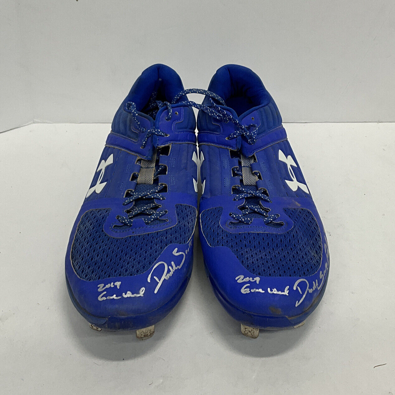 DJ PETERS DODGERS TIGERS FULL NAME SIGNED GAME USED CLEATS PSA RG29220/21