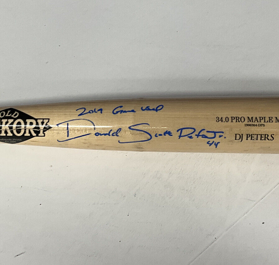 DJ PETERS DODGERS TIGERS FULL NAME SIGNED GAME USED OLD HICKORY BAT PSA RG29226