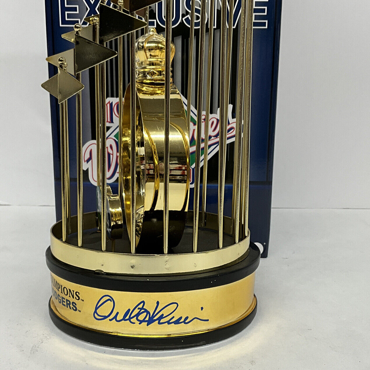 OREL HERSHISER 88 WS MVP SIGNED DODGERS 12" 1988 WORLD SERIES TROPHY PSA 9A20762