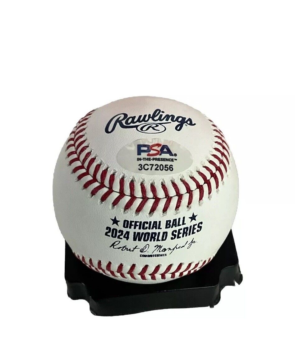 TEOSCAR HERNANDEZ SIGNED 2024 WORLD SERIES BASEBALL "2024 WS CHAMPS" INSCRIP PSA