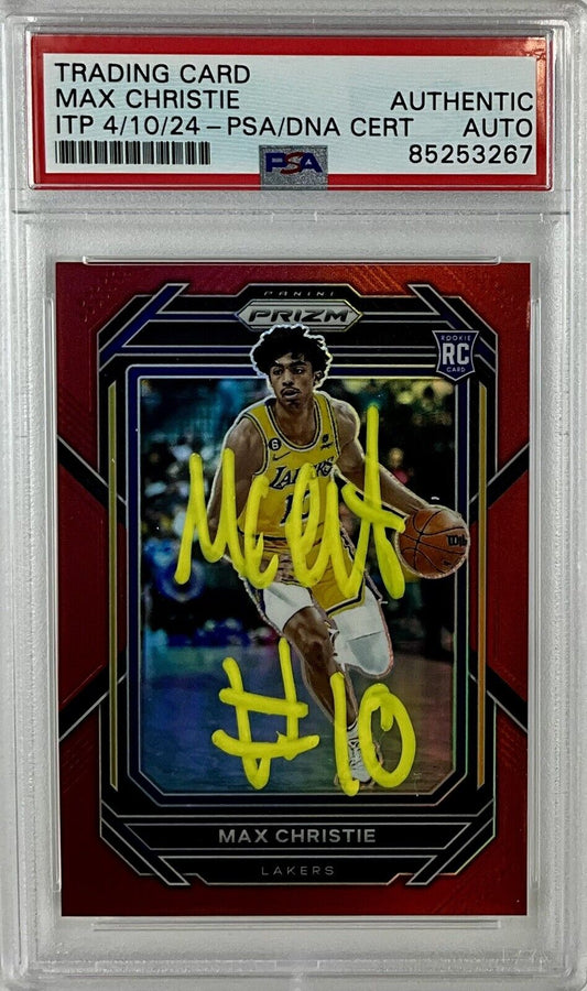 MAX CHRISTIE SIGNED LAKERS PANINI PRIZM #270 RED RC PSA SLABBED ITP 85253267