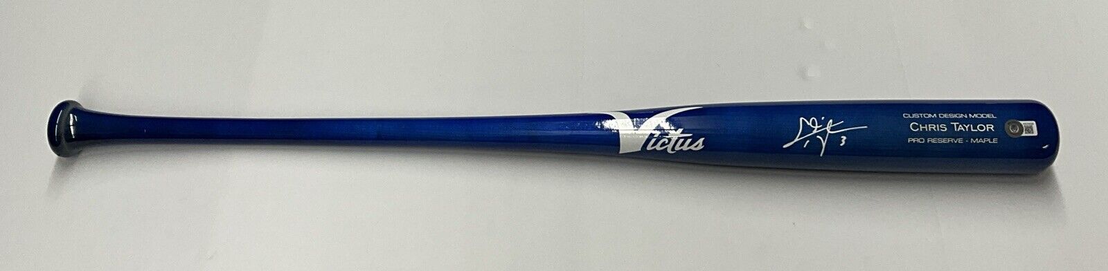 CHRIS TAYLOR DODGERS WS CHAMP SIGNED VICTUS GAME MODEL BLUE BAT BAS ITP WZ59536