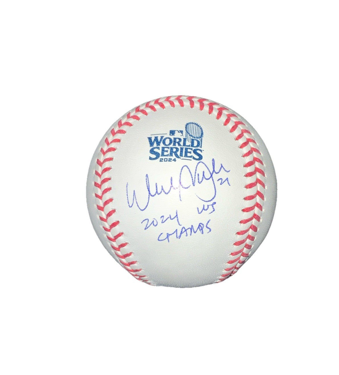 WALKER BUEHLER SIGNED 2024 WORLD SERIES BASEBALL  "2024 WS CHAMPS"  PSA WITNESS