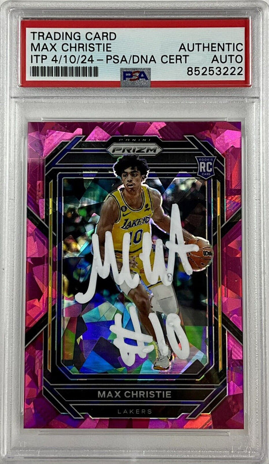 MAX CHRISTIE SIGNED LAKERS CRACKED ICE PINK PANINI PRIZM 270 RC PSA ITP 85253222