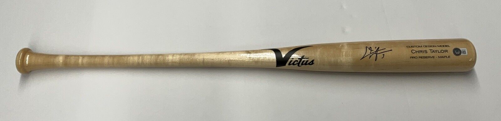 CHRIS TAYLOR DODGERS WS CHAMP SIGNED VICTUS GAME MODEL BLONDE BAT BAS WZ59521