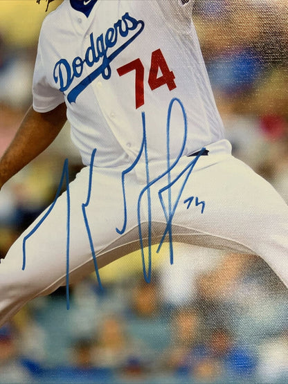 KENLEY JANSEN DODGERS SIGNED 18X22 CANVAS PRINT "2020 CHAMPS" INSC PSA 9A48415