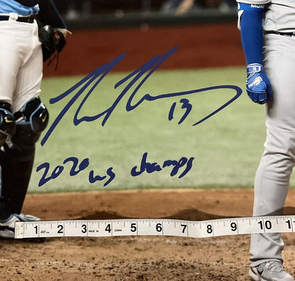 MAX MUNCY SIGNED 22X26 CANVAS "2020 WS CHAMPS, GAME 5 SOLO BOMB" INS PSA 1C89621