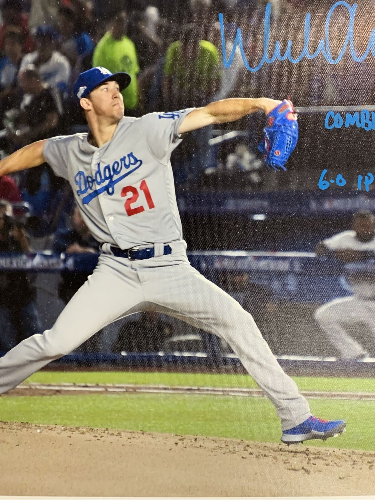 8/21 DODGERS WALKER ANTHONY BUEHLER FULL NAME SIGNED 22X32 NO-HITTER CANVAS BAS