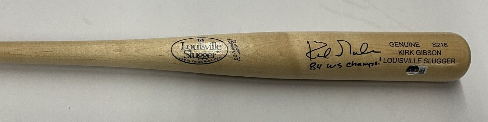 KIRK GIBSON TIGERS SIGNED LOUISVILLE SLUGGER MODEL BAT 84 WS CHAMPS" BAS W140597