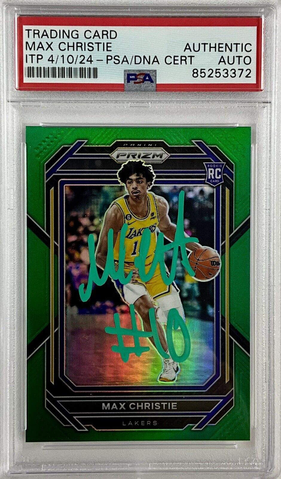 MAX CHRISTIE SIGNED LAKERS GREEN PANINI PRIZM 270 ROOKIE RC PSA ITP 85253372