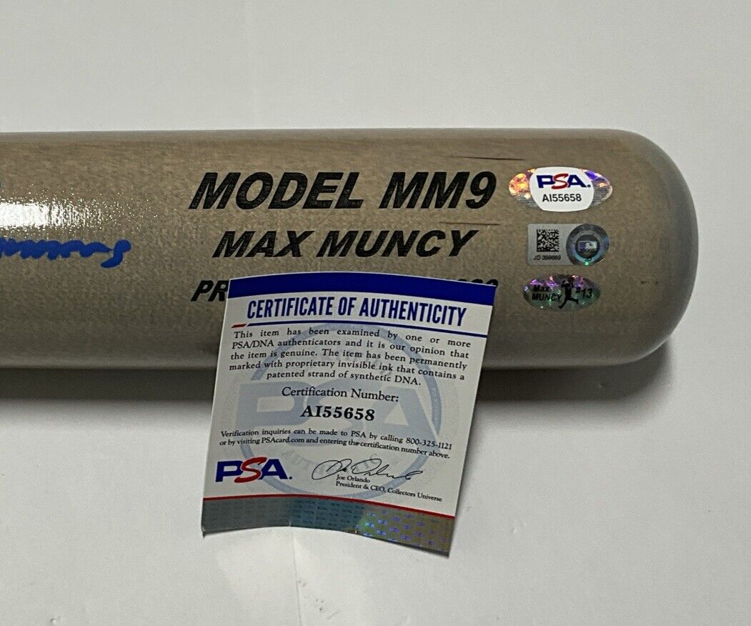 3/13 MAX MUNCY SIGNED GAME MODEL MM9 MAXBAT "2020 piece of metal winner" MLB PSA