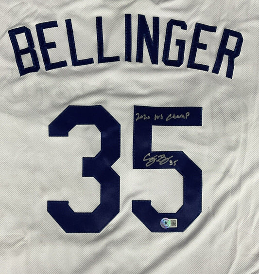 CODY BELLINGER SIGNED DODGERS JERSEY "2020 WS CHAMPS" INSCRIPT BECKETT AC09964