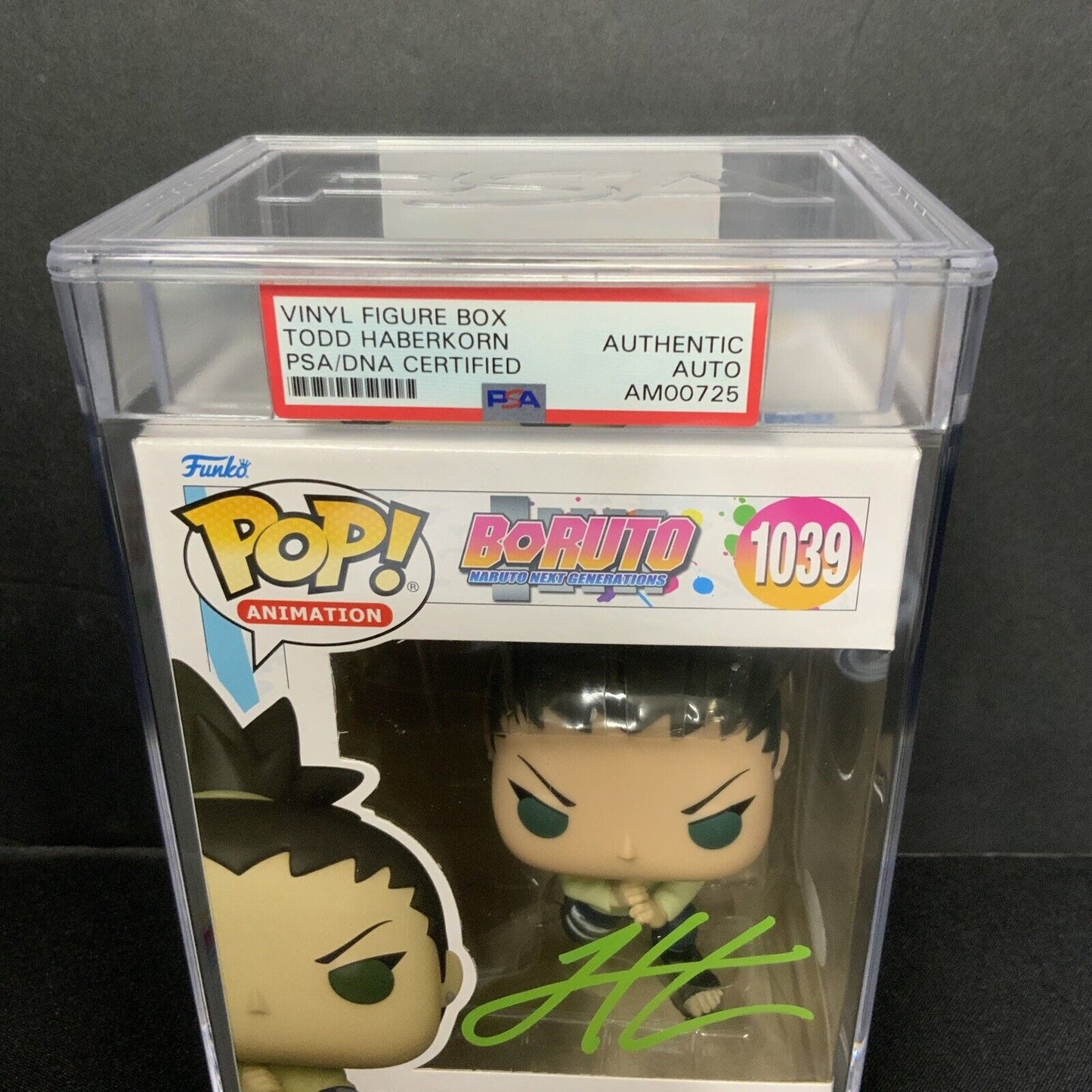 TODD HABERKORN SIGNED BORUTO NARUTO SHIKADAI FUNKO POP #1039 PSA SLABBED AM00725