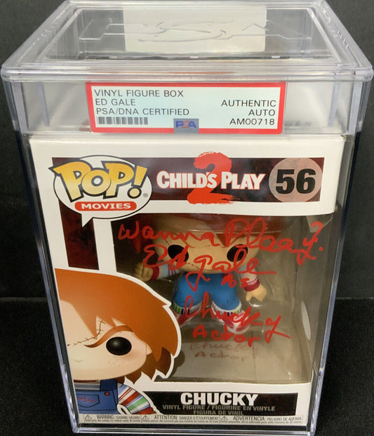 ED GALE SIGNED CHILDS PLAY 2 CHUCKY FUNKO POP 56 PSA SLABBED AM00718 WANNA PLAY?