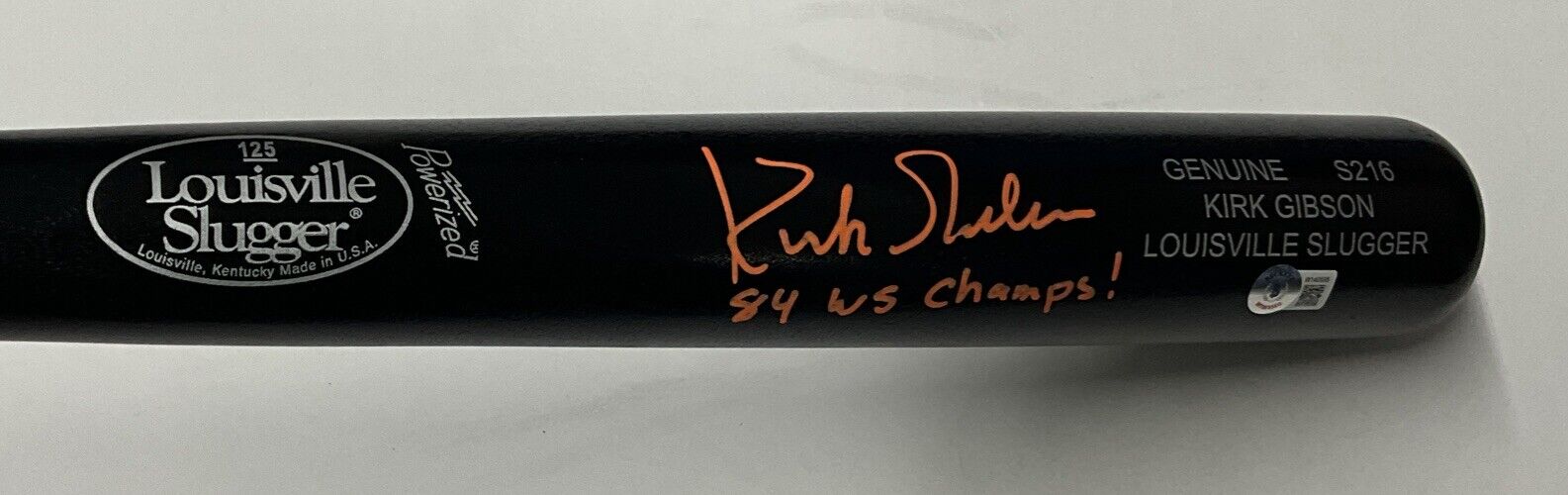 KIRK GIBSON TIGERS SIGNED LOUISVILLE SLUGGER MODEL BAT 84 WS CHAMPS" BAS W140595