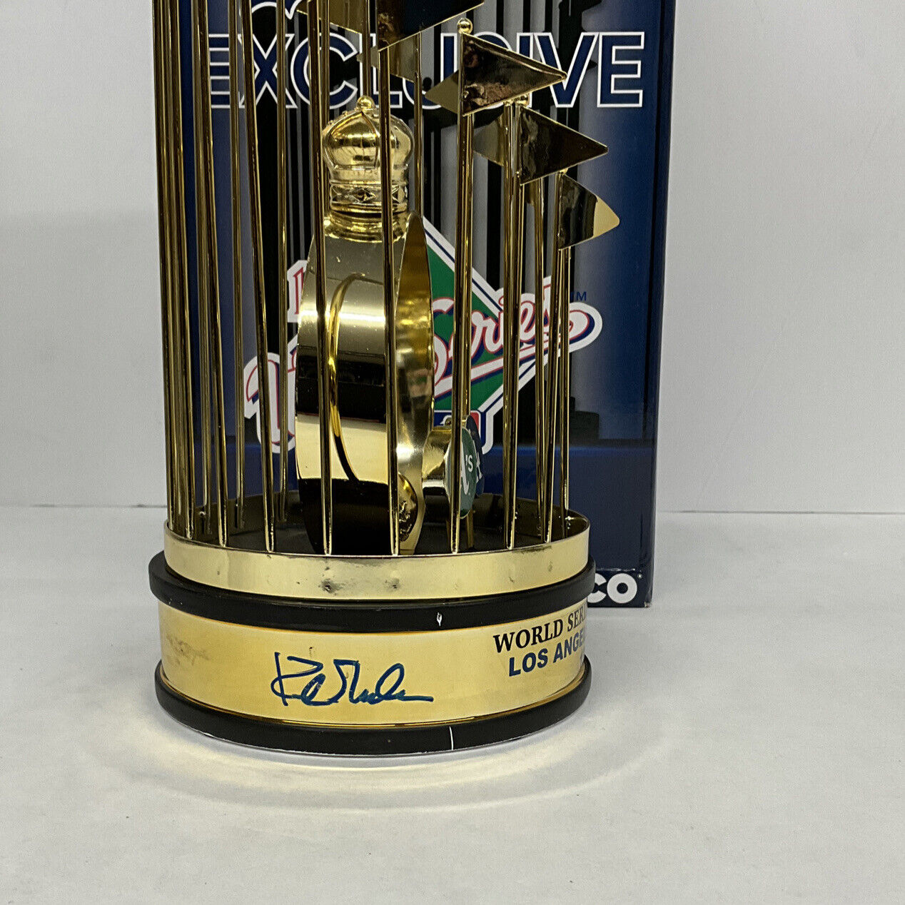 OREL HERSHISER KIRK GIBSON SIGNED DODGERS 12" 88 WORLD SERIES TROPHY PSA 9A20782