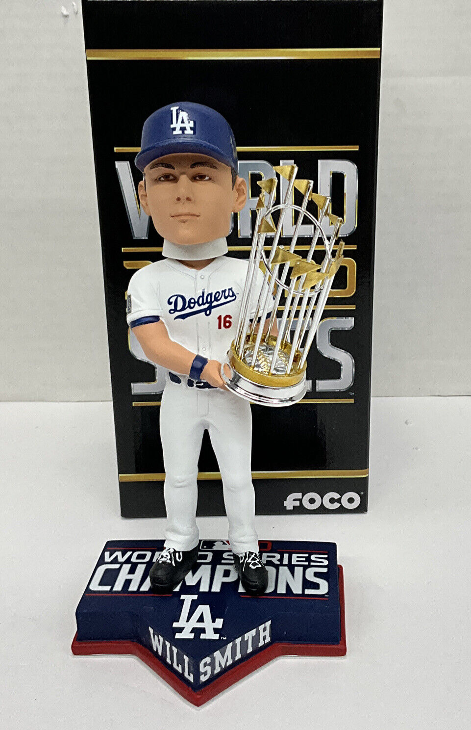 WILL SMITH DODGERS SIGNED FOCO 2020 WS CHAMPIONSHIP BOBBLEHEAD BAS WW31090