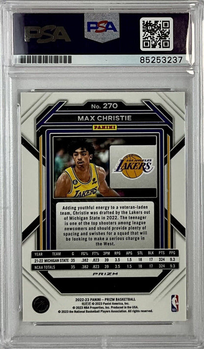 MAX CHRISTIE SIGNED LAKERS CRACKED ICE RED PANINI PRIZM #270 RC PSA ITP 85253237